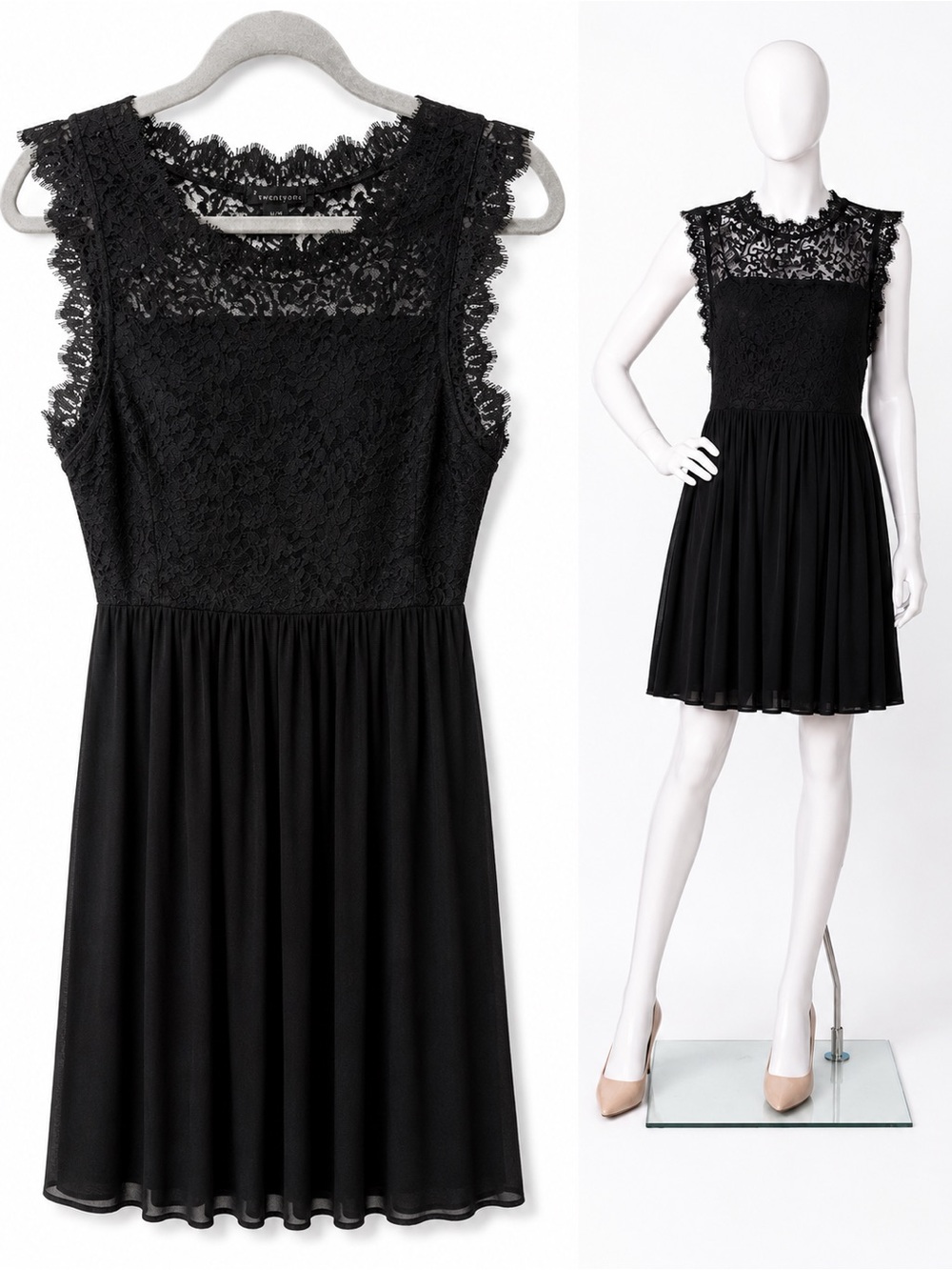 Twentyone Forever 21 Black Eyelash Lace Sleeveless Dress Medium